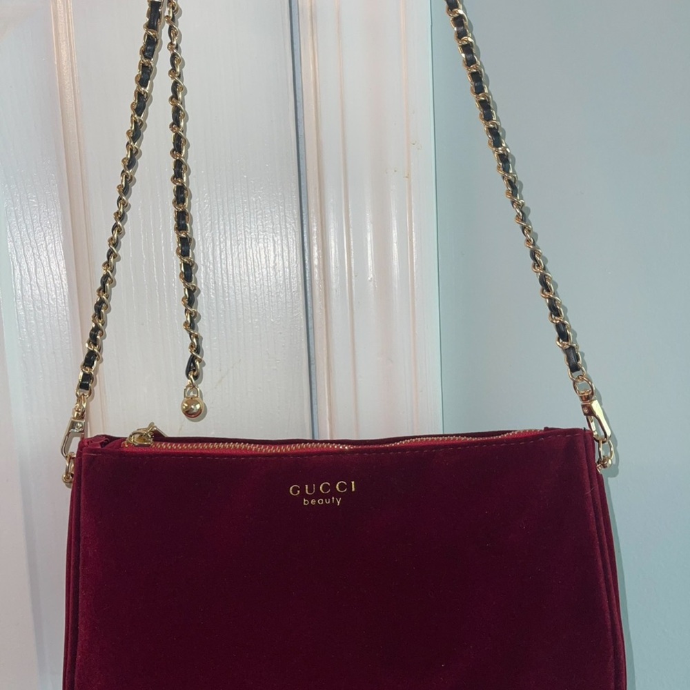 GWP Gucci Burgundy Velvet Crossbody Bag NWOT